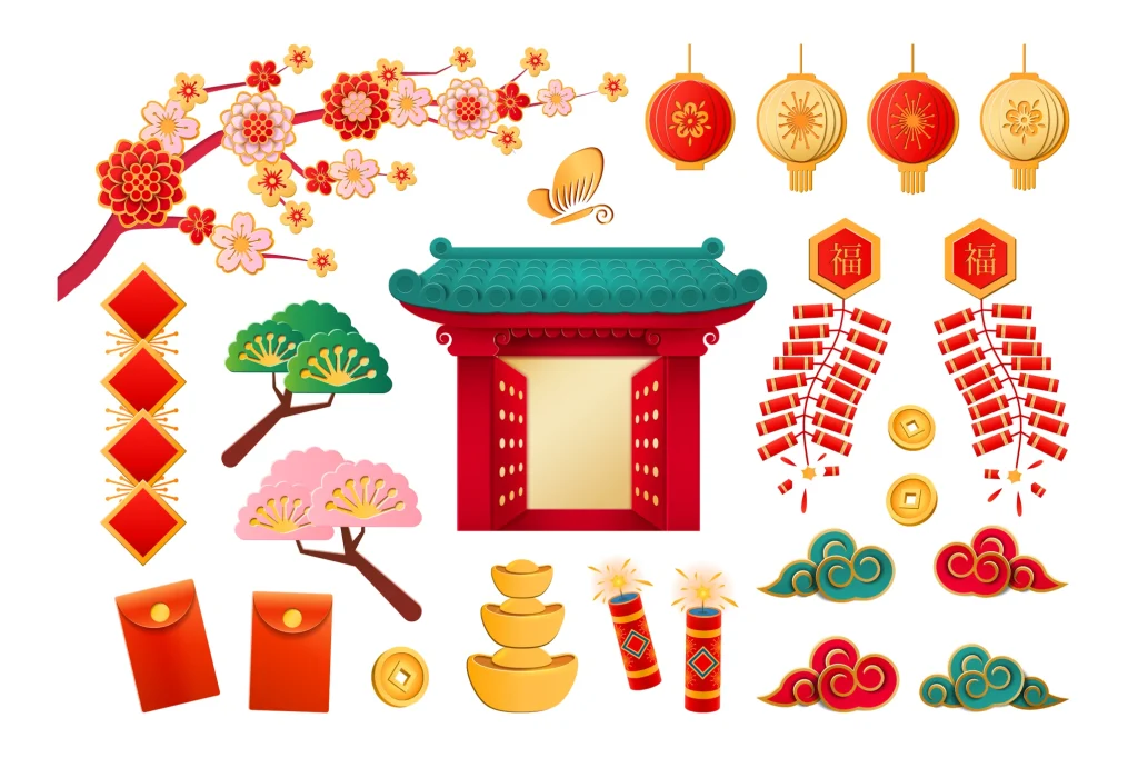 msvyle.com chinese and japanese culture elements set vector